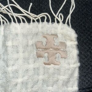 Tory Burch Cream and Tan Woven Scarf